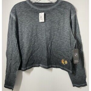 NHL Chicago Blackhawks Long Sleeve Cropped T-shirt Women’s S(4/6) Grey